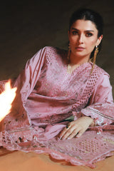 NUREH-3PC LAWN SEQUIN CHIKANKAARI EMBROIDERED SHIRT WITH KHADDI NET EMBROIDERED DUPATTA AND TROUSER-ADR-4800