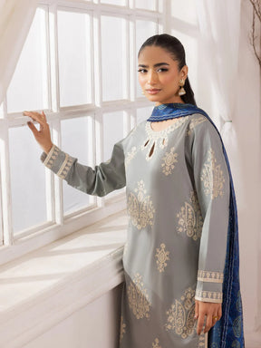 MOHAGNI-3PC LAWN EMBROIDERED SHIRT WITH MONARK PRINTED DUPATTA AND TROUSER-ADR-3741