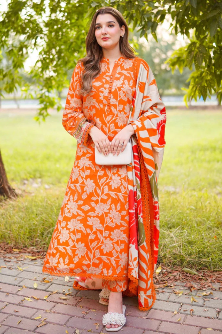 ANEELAS-3PC LAWN DIGITAL PRINTED SHIRT WITH SILK PRINTED DUPATTA AND PRINTED TROUSER-ADR-030