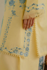 ZARASHAHJAHAN-3PC DHANAK EMBROIDERED SHIRT WITH COURTRAI WOOL PRINTED SHAWL AND TROUSER-ADR-4066