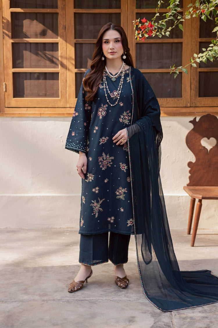 BATIK-3PC LAWN SEQUIN EMBROIDERED SHIRT WITH CHIFFON EMBROIDERED DUPATTA AND TROUSER-ADR-4863