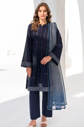 JAZMIN- 3PC DHANAK HEAVY EMBROIDERED SHIRT WITH WOOL PRINT SHAWL-ADR-3219