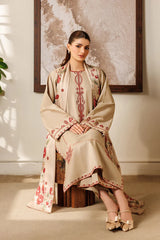 BAROQUE-3PC LAWN EMBROIDERED SHIRT WITH CHIFFON PRINTED DUPATTA AND EMB TROUSER-ADR-4869