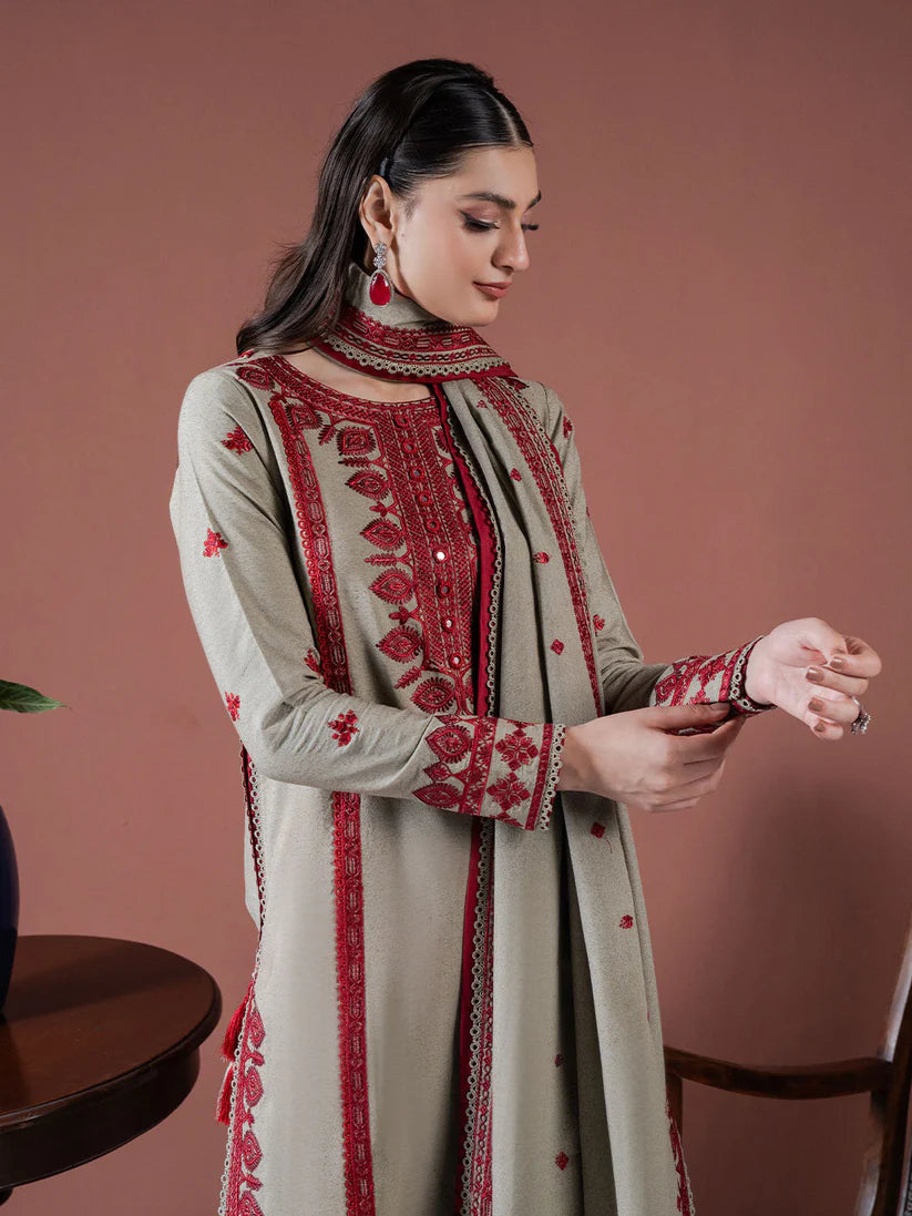 Asim Jofa-Lawn 3pc Embroidered Shirt With Lawn Embroidered Dupatta & Embroidered Trouser-ADR-3563