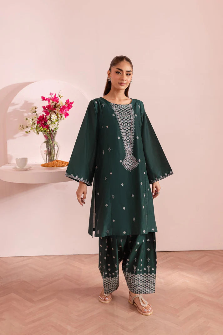 JAZMIN-2 PC DHANAK EMBROIDRED SHIRT WITH AND EMBROIDRED TROUSER-ADR-3321