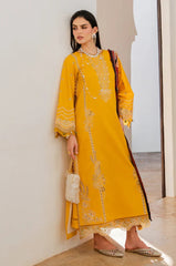 IZEL-3PC LAWN EMBROIDERED SHIRT WITH CHIFFON PRINT DUPATTA AND EMB TROUSER-ADR-4821