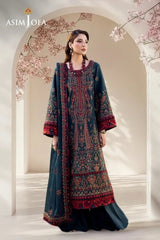 ASIM JOFA-3PC DHANAK EMBROIDERED SHIRT WITH DHANAK EMBROIDERED SHAWL AND TROUSER-ADR-5123