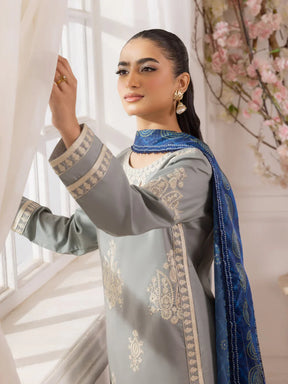 MOHAGNI-3PC LAWN EMBROIDERED SHIRT WITH MONARK PRINTED DUPATTA AND TROUSER-ADR-3741