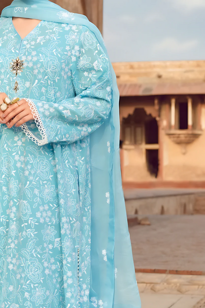 MARIA.B-3PC DHANAK EMBROIDERED SHIRT WITH CHIFFON EMBROIDERED DUPATTA AND TROUSER-ADR-4029