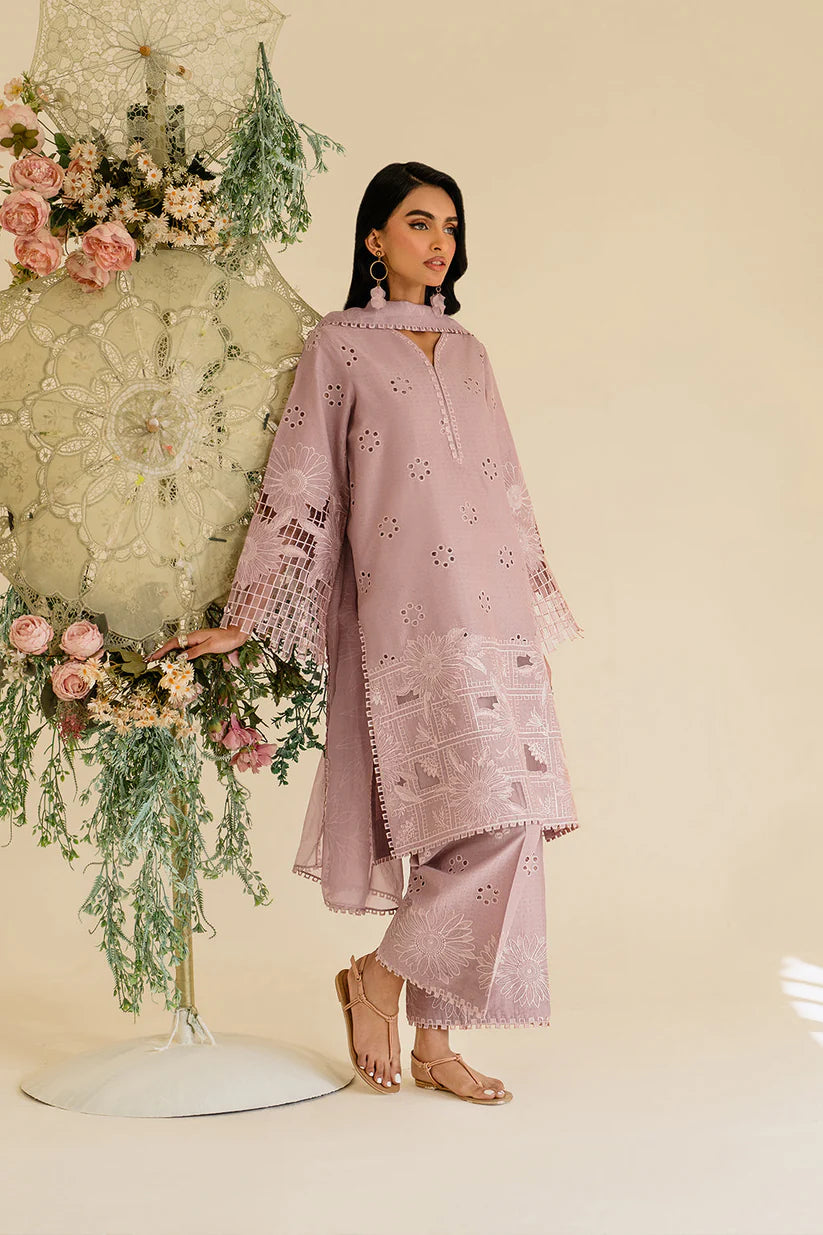 IZNIK-3PC LAWN EMBROIDERED SHIRT WITH KHAADI NET DUPATTA & TROUSER-ADR-3779