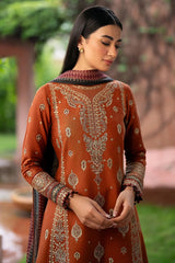 JAZMIN-3PC DHANAK EMBROIDERED SHIRT WITH COURTRAI PRINTED SHAWL AND TROUSER-ADR-4012