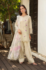 IZNIK-3PC LAWN EMB PRINTED SHIRT WITH SILK PRINTED DUPATTA & PRINTED TROUSER-ADR-044