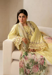 ELAF-3PC DHANAK EMBROIDERED SHIRT WITH COUTRAI PRINTED SHAWL AND TROUSER-ADR-5221