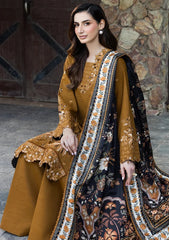 IZNIK-3PC DHANAK EMBROIDERED SHIRT WITH WOOL DIGITAL PRINT SHAWL AND TROUSER-ADR-5038