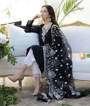 JAZMIN- 3PC LAWN HEAVY EMBROIDERED SHIRT WITH ORGANZA EMBROIDERY DUPATTA-ADR-2397