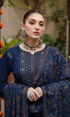 BAREEZE - 3PC DHANAK EMBROIDERED SHIRT WITH DHANAK EMBROIDERED SHAWL AND TROUSER -ADR-4032