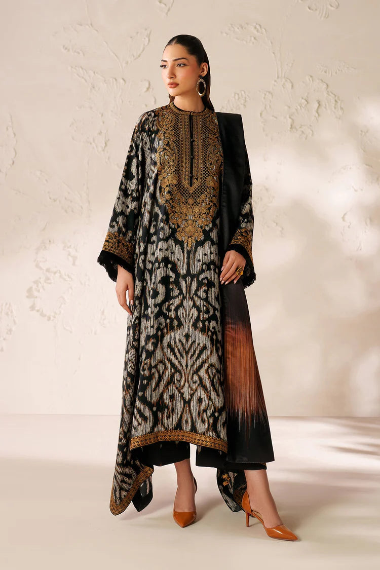 BAROQUE-3PC VISCOSE PRINTED EMB SHIRT WITH VISCOSE PRINTED DUPATTA AND TROUSER-ADR-2639