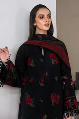 BAROQUE-3PC DHANAK EMBROIDERED SHIRT WITH COURTRAI PRINTED SHAWL AND TROUSER-ADR-4004