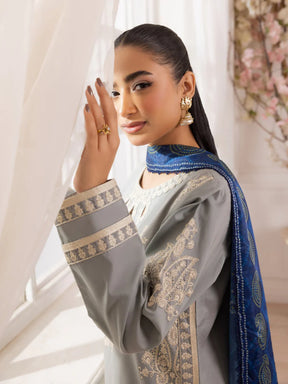 MOHAGNI-3PC LAWN EMBROIDERED SHIRT WITH MONARK PRINTED DUPATTA AND TROUSER-ADR-3741