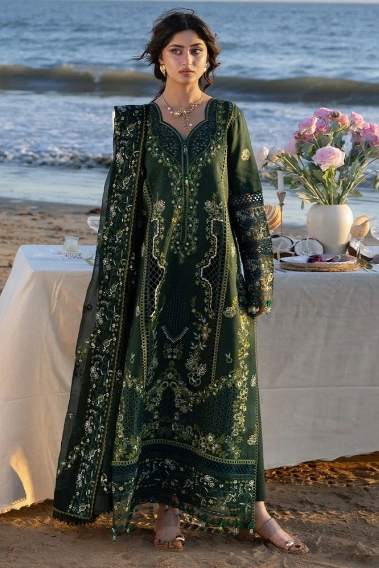 MAHNUR-3PC DHANAK CHIKANKAARI EMBROIDERED SHIRT WITH DHANAK EMBROIDERED SHAWL AND TROUSER-ADR-5259