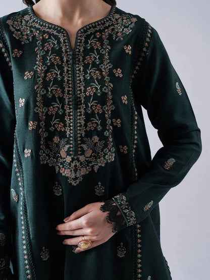 ASIM JOFA-3PC DHANAK EMBROIDERED SHIRT WITH DHANAK EMBROIDERED SHAWL & TROUSER-ADR-