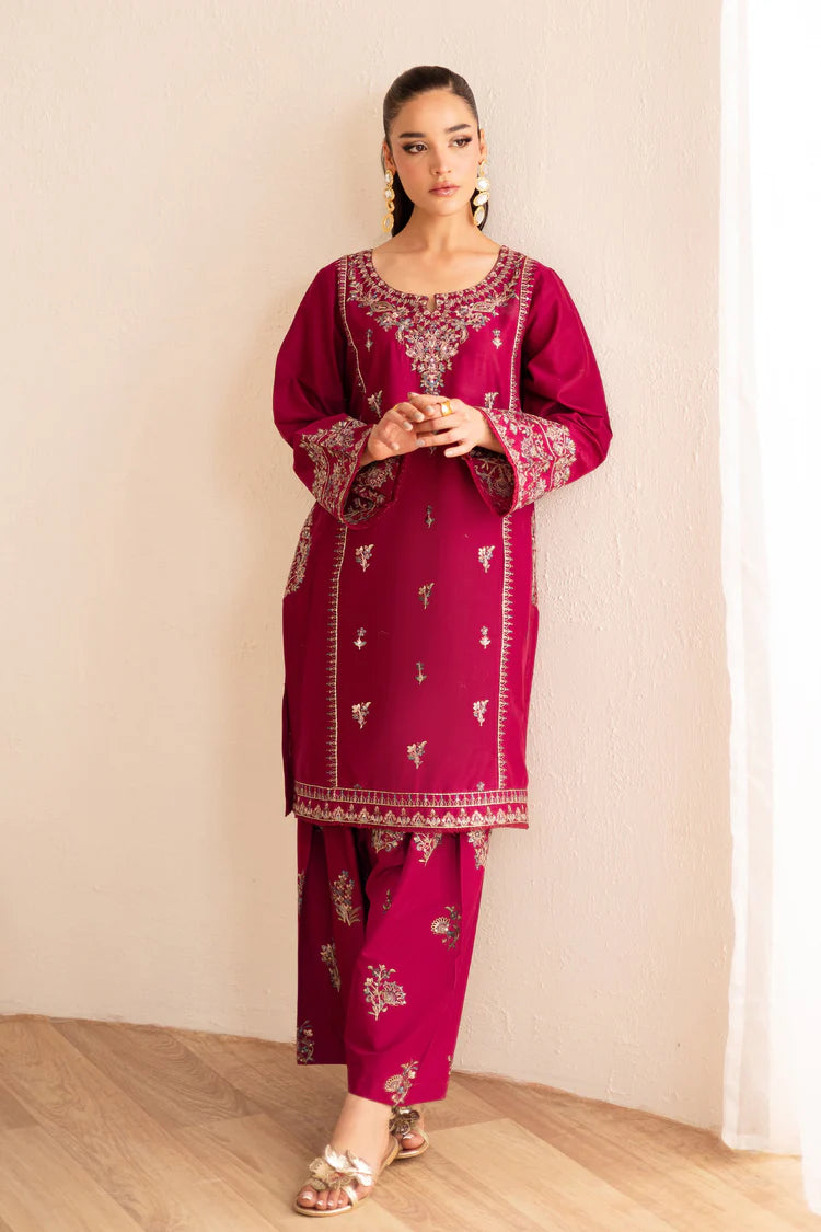 BATIK -2PC DHANAK EMBROIDERED SHIRT AND EMBROIDERED TROUSER-ADR-110