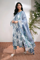 BAROUQE-3PC KARANDI PRINTED SHIRT WITH KARANDI PRINTED DUPATTA AND TROUSER-BI-2574