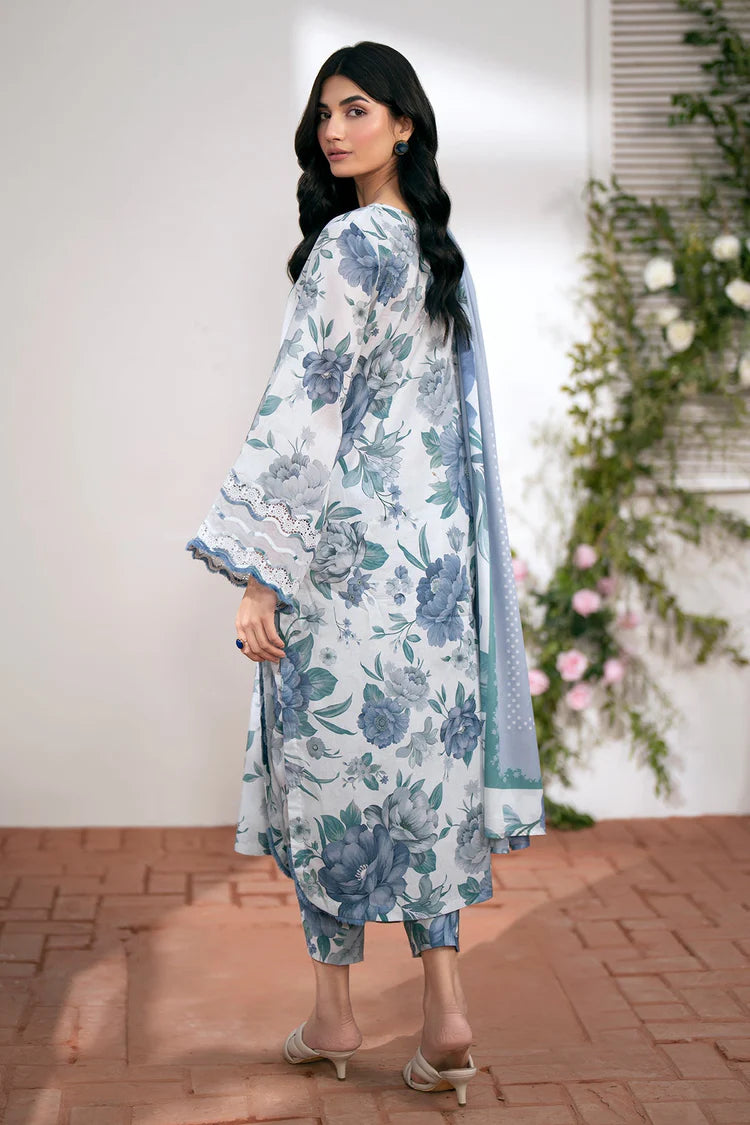 BAROUQE-3PC KARANDI PRINTED SHIRT WITH KARANDI PRINTED DUPATTA AND TROUSER-BI-2574
