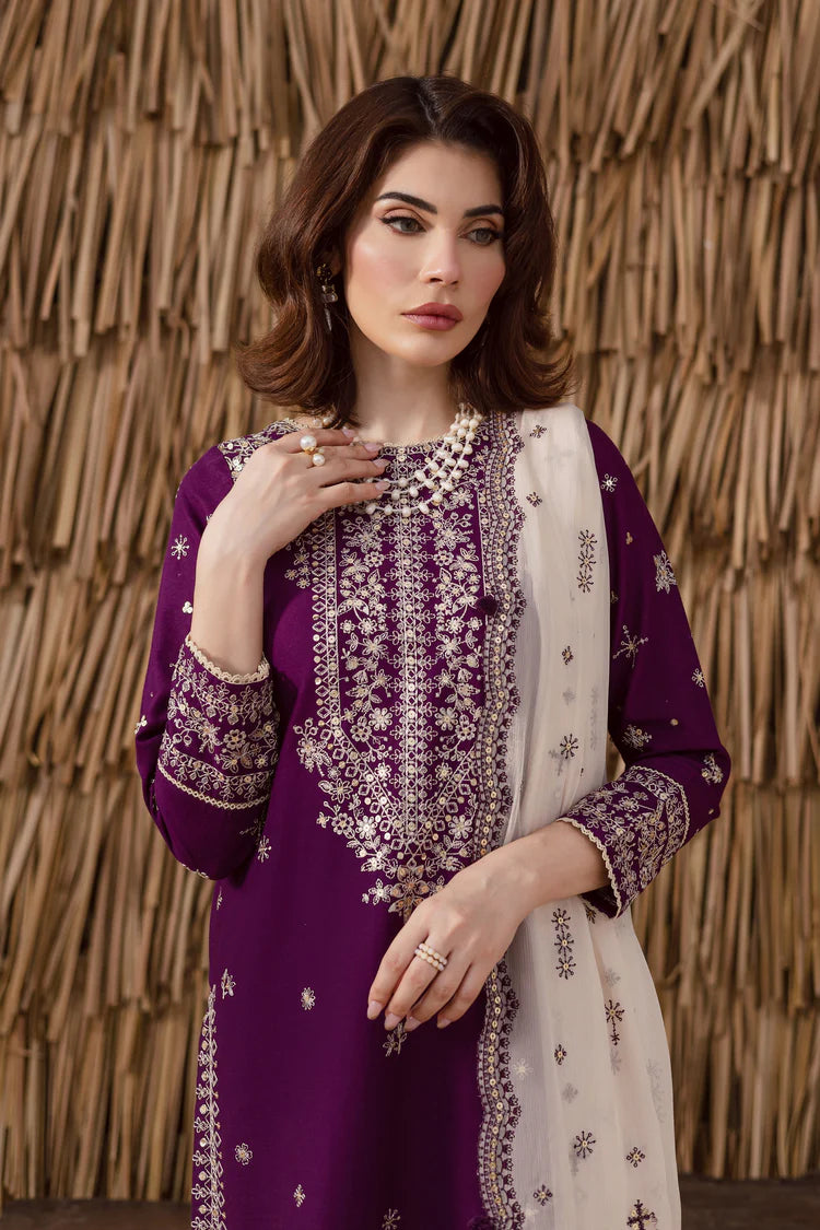 BATIK-3PC DHANAK EMBROIDERED SHIRT WITH DHANAK EMBROIDERED SHAWL AND TROUSER-ADR-4338