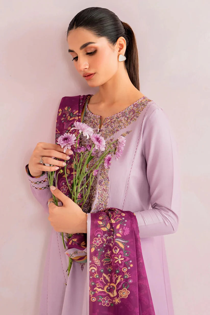JAZMIN - 3PC LAWN EMBROIDERED SHIRT WITH MONARK PRINTED DUPATTA AND TROUSER-ADR-3735