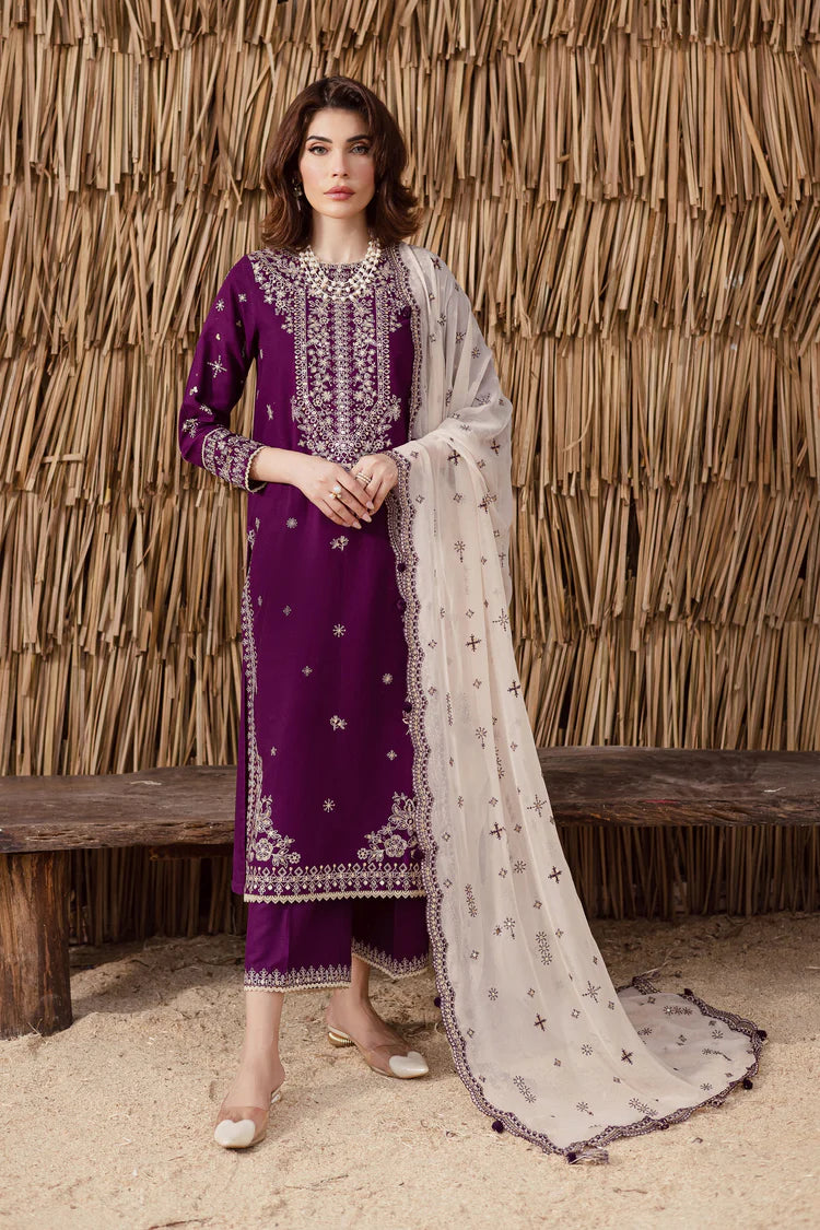 BATIK-3PC DHANAK EMBROIDERED SHIRT WITH DHANAK EMBROIDERED SHAWL AND TROUSER-ADR-4338