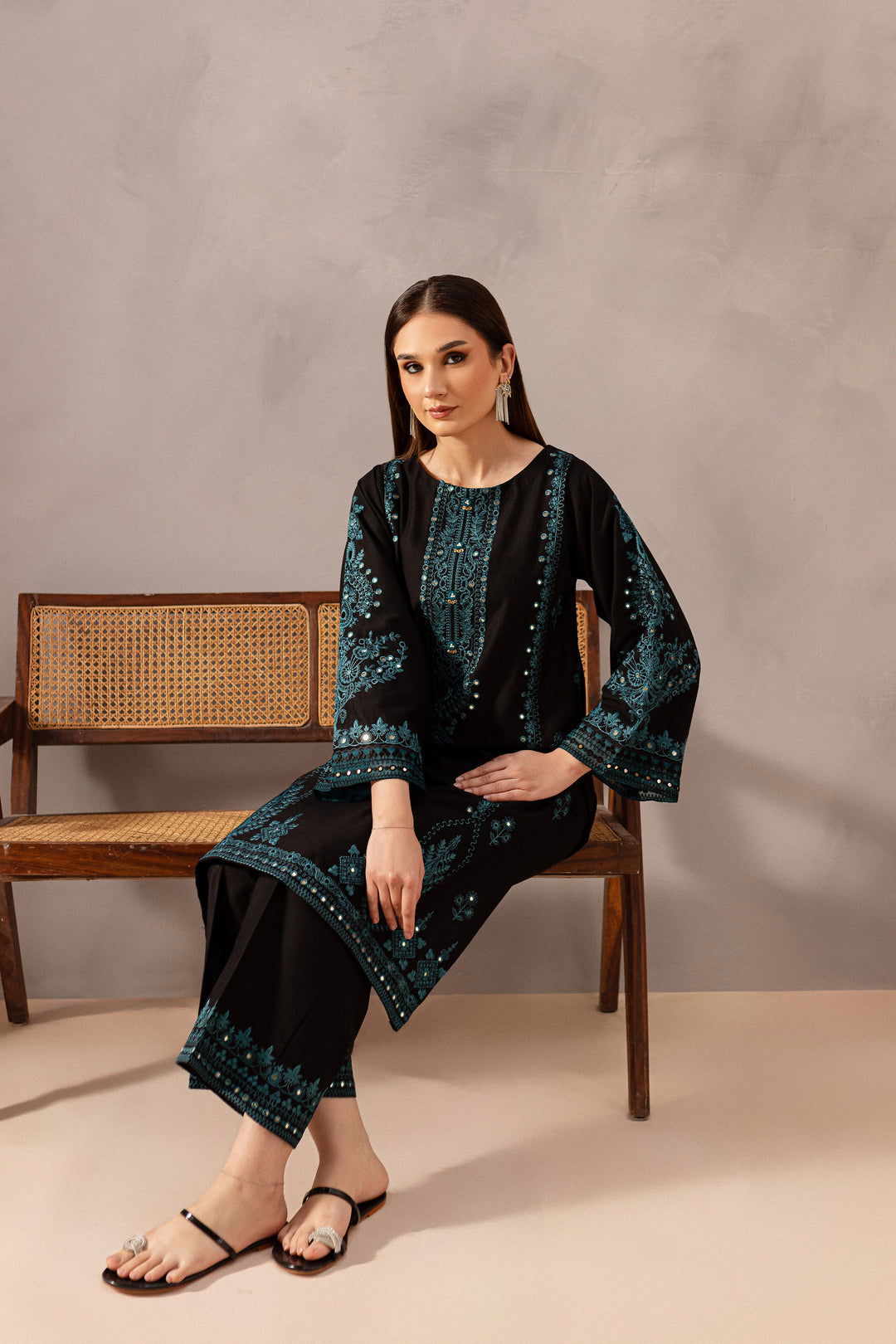 BATIK-2PC SEQUIN LAWN EMBROIDERED SHIRT WITH SEQUIN LAWN EMBROIDERED TROUSER-ADR-3462