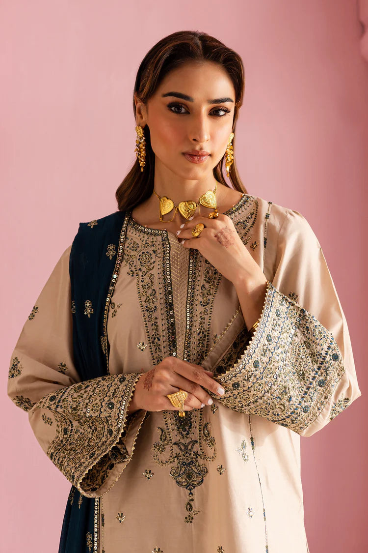BATIK-3PC DHANAK EMBROIDERED SHIRT WITH DHANAK EMBROIDERED SHAWL & EMB TROUSER-ADR-4162