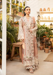 ELAF-3PC LAWN CHIKAN EMBROIDERED SHIRT WITH KHADDI NET EMBROIDERED DUPATTA AND TROUSER-ADR-4767