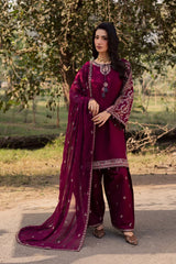 BATIK-3PC DHANAK EMBROIDERED SHIRT WITH CHIFFON EMBROIDERED DUPATTA AND EMB TROUSER -ADR-5163
