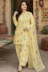 BAROQUE-3PC DHANAK EMBROIDERED SHIRT WITH CHIFFON EMBROIDERED DUPATTA AND EMB TROUSER-ADR-5258