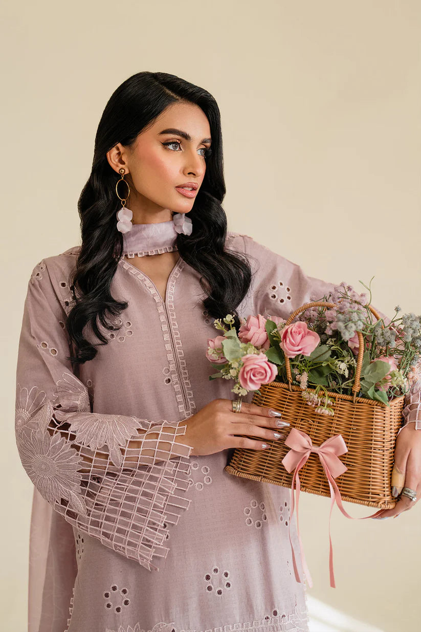 IZNIK-3PC LAWN EMBROIDERED SHIRT WITH KHAADI NET DUPATTA & TROUSER-ADR-3779