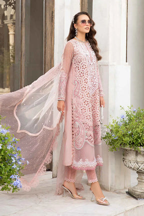 MARIA B 3PC EMBROIDERED ORGANZA PANEL EMBROIDERED ORGANZA DAMAN WITH PEARL WITH ORGANZA EMBROIDERED READY TO WEAR DUPATTA WITH TROUSER -ADR- 3421