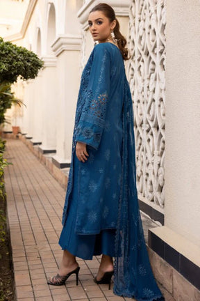 3PC CHIKENKARI LAWN EMBROIDERED WITH BAMBER CHIFFON EMBROIDERED DUPATTA-ADR-4017