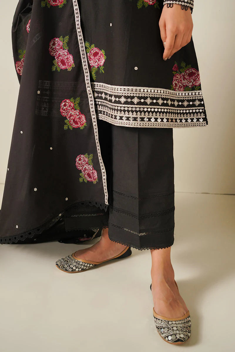 CROSS STITCH - 3PC LAWN EMBROIDERED SHIRT WITH CHIFFON EMBROIDERED DUPATTA AND TROUSER-ADR-2877