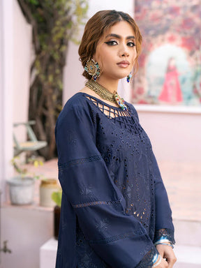 MAHNUR-3PC CHIKENKARI LAWN EMBROIDERED WITH DAIMOND PRINT DUPATTA- ADR-4026