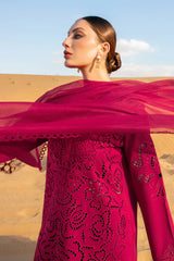 RANG RASIYA-3PC LAWN CHIKANKAARI EMBROIDERED SHIRT WITH KHADDI NET EMBROIDERED DUPATTA AND TROUSER-ADR-4647