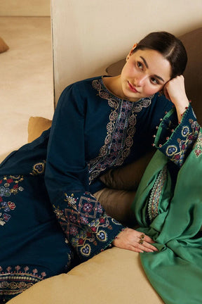 ZARA SHAH JAHAN- 3PC DHANAK EMBROIDERED SHIRT DHANAK EMBROIDERED SHAWL AND TROUSER-ADR-3130