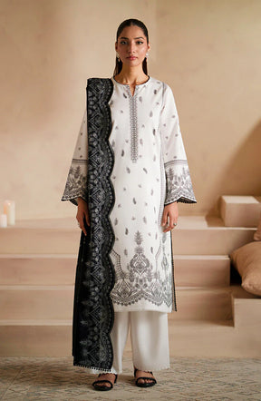 SERAN - 3PC DHANAK EMBROIDERED SHIRT WITH DHA COUTURE WOOL PRINT SHAWL AND TROUSER-ADR-3163