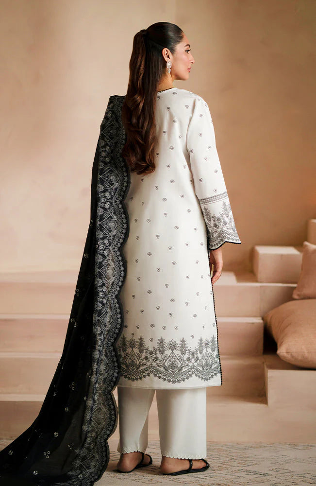 SERAN - 3PC DHANAK EMBROIDERED SHIRT WITH DHA COUTURE WOOL PRINT SHAWL AND TROUSER-ADR-3163