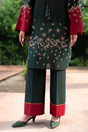 JAZMIN-3PC DHANAK EMBROIDRED SHIRT WITH WOOL PRINT SHAWL AND TROUSER-ADR-3288