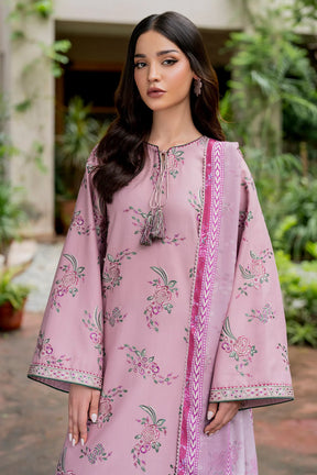 JAZMIN-3PC DHANAK EMBROIDRED SHIRT WITH WOOL PRINT SHAWL AND TROUSER-ADR-3302