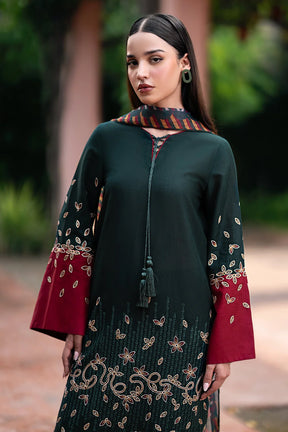 JAZMIN-3PC DHANAK EMBROIDRED SHIRT WITH WOOL PRINT SHAWL AND TROUSER-ADR-3288