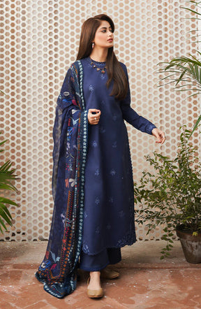 SERAN- 3PC DHANAK EMBROIDERED SHIRT WITH WOOL PRINT SHAWL-ADR-3226