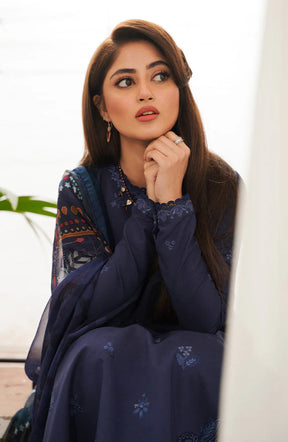 SERAN- 3PC DHANAK EMBROIDERED SHIRT WITH WOOL PRINT SHAWL-ADR-3226